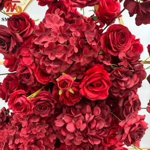 ดอกกุหลาบผ้าไหมสีแดงเบอร์กันดีแบบเรียบหรู ขายดี ตกแต่งงานแต่งงานได้ตามสั่ง - Product Image 3