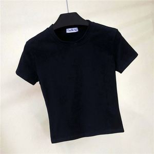 I-0647 Summer Women's Sweet Short Sleeve <b>Crop</b> <b>Top</b> Sexy Thin Breathable High Quality Plain T-shirt - Product Image 4