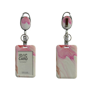 Factory wholesale UV printed marble <b>name</b> <b>badge</b> holders with colorful patterns, retractable oval easy-pull buckles, <b>work</b> <b>badge</b> - Product Image 4