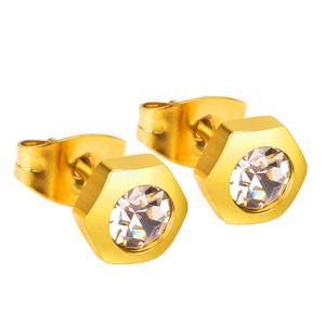 ต่างหูสแตนเลสสตีลแบบใหม่ล่าสุด ดีไซน์คลาสสิกหรูหรา ประดับคริสตัลสีโรสแดงทรงกลม - Product Image 3