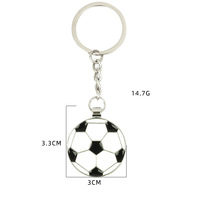 Porte-clés personnalisable vintage en alliage de zinc en forme de ballon de football, mousqueton rond de dessin animé, souvenir, tendance mode, porte-clés en métal peint