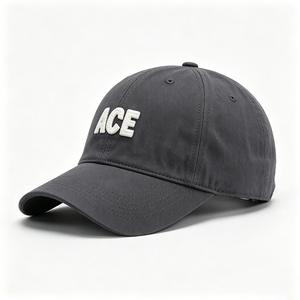 Gorra de Béisbol Unisex de Lona Lavada Gris Oscuro con Bordado 3D de la Letra ACE, Estilo Casual para Uso Diario y al Aire Libre - Product Image 6