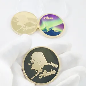 2024 Metal Craft Challenge Coin Alaska Aurora Coin 45mm Gold/silver Plate Coin For Event Commemoration