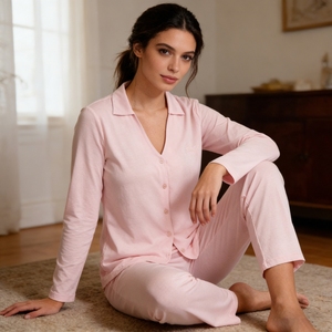 <span class=keywords><strong>Pigiama</strong></span> da <span class=keywords><strong>Donna</strong></span> Personalizzato dal Produttore, Maniche Lunghe in Modal <span class=keywords><strong>Viscosa</strong></span>, Set <span class=keywords><strong>Pigiama</strong></span> Femminile Stampato a Righe in Bambù - Product Image 1