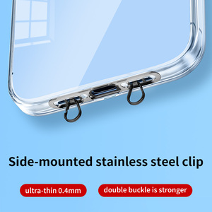 超薄型ステンレス製デュアルバックル付きスマホストラップ 耐久性紛失防止コネクター メタルバックステッカー携帯電話用ストラップ - Product Image 2