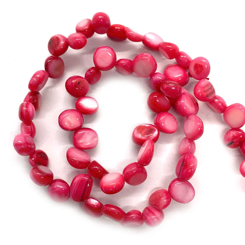 DIY Shell Beads 6*9Mm Tidak Teratur Dicelup Warna Top Dibor untuk Membuat Perhiasan DIY Gelang Kalung Ibu dari Mutiara Longgar Untai