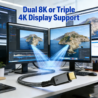 Kabel Thunderbolt 5 Berkualitas Tinggi 5m Bersertifikasi Intel dan Kabel Thunderbolt 5 Tipe C ke Tipe C Kompatibel dengan MacBook Pro/Air