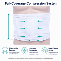 Ceinture de compression abdominale post-chirurgicale blanche avec soutien dorsal et fermeture en X