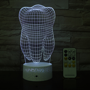 Diseño de dientes Lámpara 3D Luz de noche LED Crack Touch Base con lámpara de diseño de dientes <span class=keywords><strong>RC</strong></span> para dentista Dropshipping Fábrica al por mayor - Product Image 2