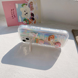 Soporte <span class=keywords><strong>de</strong></span> teléfono 2 en 1 con dibujos animados <span class=keywords><strong>de</strong></span> <span class=keywords><strong>Kirby</strong></span>, <span class=keywords><strong>funda</strong></span> suave <span class=keywords><strong>de</strong></span> TPU brillante para iPhone 14, 13, 12, 11 Pro Max - Product Image 2