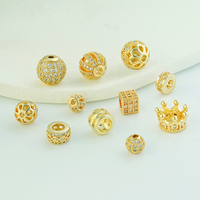 Nouvelles perles en laiton micro-pavées de zircone cubique plaqué or 18 carats pour la fabrication de bijoux et bracelets