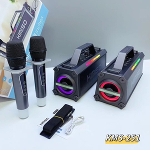 ขายเช่นเค้กร้อน <span class=keywords><strong>KIMISO</strong></span> KMS- 251 ลําโพง 25W Super Bass BoomBox กลางแจ้งแบบพกพาคาราโอเกะร็อคซับวูฟเฟอร์ 2 ไมโครโฟน - Product Image 5