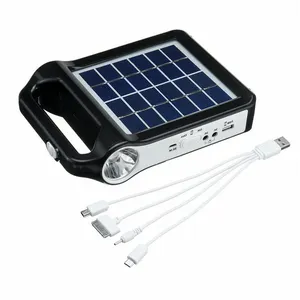 Sistema gerador de energia solar recarregável, portátil, 6v, sistema de armazenamento de energia solar, carregador usb com lâmpada de iluminação, casa, kit