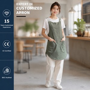 Nouvel article : <span class=keywords><strong>Tablier</strong></span> en <span class=keywords><strong>lin</strong></span> tendance de style <span class=keywords><strong>japonais</strong></span>, taille personnalisée, tabliers croisés au dos pour femmes avec 2 poches - Product Image 1