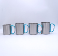 Mug à café en acier inoxydable avec poignée mousqueton pour les voyages en plein air, les fêtes, le camping - Isolation thermique écologique