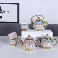 Vente en gros Service à thé en céramique par galvanoplastie Tasse à café en céramique Ensemble de tasses à thé en céramique avec soucoupe et théière