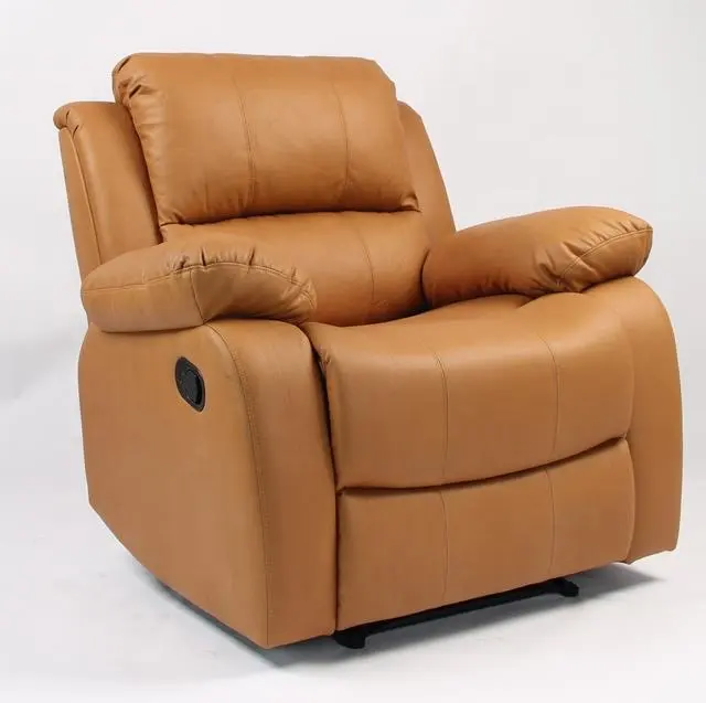 Pronto Para Navio de Luxo Moderno Cadeira Reclinável Manual De Couro Amarelo