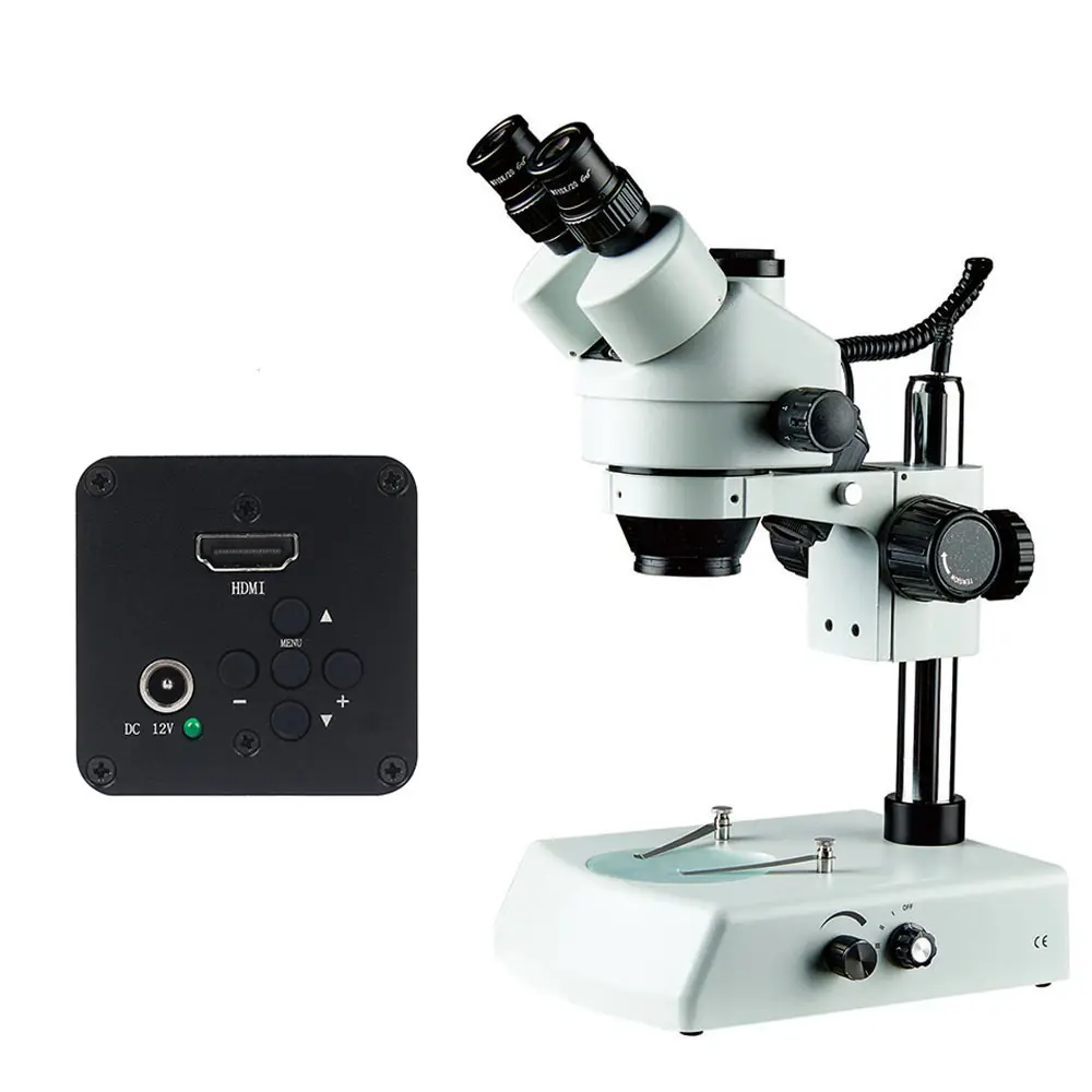 Большой рабочий стол HD тринокулярный микроскоп 7X- 45X светодиодное кольцо светлая металлическая стойка хромированная Механическая деталь микроскоп
