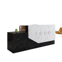 QT299-Comptoir de Réception Moderne de Luxe avec Logo Personnalisable, MDF et Pierre Rose Artificielle pour Bureau, Supermarché, Bâtiment, Salon, Magasin
