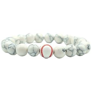 Howlite élastique corde sport bracelets porte-bonheur pour garçons bracelets perlés pour basket-ball Football volley-ball joueurs <span class=keywords><strong>de</strong></span> baseball - Product Image 3