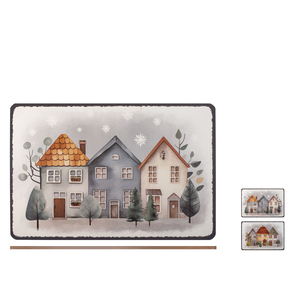 Cork Placemats Set Of Two With House Design 43x28 Cm Winter Theme Decorative <b>Table</b> <b>Mats</b> - Product Image 1