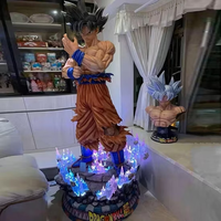 Sculpture en résine grandeur nature de Goku Ultra Instinct, figurine de collection d'anime Dragon, base LED avec tête interchangeable pour la décoration de boutique