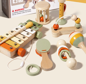 Juego de Instrumentos Musicales de Madera al por Mayor con Sonajero, Xilófono y Campana, Juguetes Musicales para la Educación Temprana y el Desarrollo Sensorial - Product Image 6