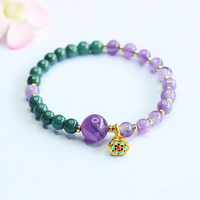 Aiyu Vente en gros Bracelet en jadéite naturelle de qualité A 'Eau Bleue', Bracelet en améthyste, Création culturelle de temple en direct S5070603