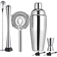 Juego de Coctelería de Acero Inoxidable de 7 Piezas con Jigger, Muddler, Colador y 2 Vertedores para Bar en Casa, Fiestas y Restaurantes