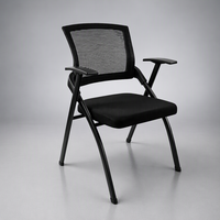 Chaise empilable pliable pour réunion, dossier en maille noire, assise en tissu rembourré, pieds articulés, chaise de salle de formation