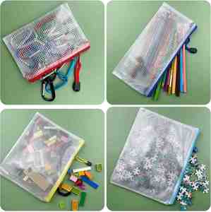 Bolsas de Malla con Cierre para Almacenamiento de Documentos, con Bolsas de Plástico Personalizadas, Bolsas de Archivo de PVC para Uso Escolar y de Oficina - Product Image 5