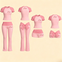 Ensemble décontracté 2 pièces pour femme, été 2026, avec joli nœud, manches courtes, taille plissée et pantalon évasé, personnalisable