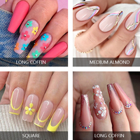 Vente en gros de faux ongles en gel transparents, 12 tailles, extensions d'ongles en gel X, couverture complète
