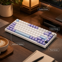 AJAZZ AK820 Tastiera Meccanica Wireless a 82 Tasti, Tri-Modalità, Hot-Swappable, RGB, PBT, BT, 2.4G, USB-C, 4000mAh, per Ufficio e Gaming