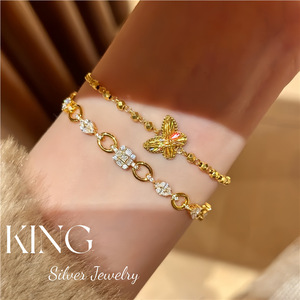 สร้อยข้อมือเงินแท้ 925 ชุบทอง ประดับจี้รูปผีเสื้อ สำหรับผู้หญิง สวมใส่ได้ทุกวัน - Product Image 5