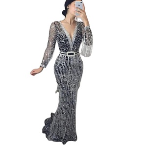 Longue <span class=keywords><strong>robe</strong></span> pailletée pour femmes gland robes florales étincelantes femmes invité de <span class=keywords><strong>mariage</strong></span> cocktail à franges élégante fête nuit <span class=keywords><strong>robe</strong></span> Sexy - Product Image 6