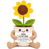 Tournesol en crochet fait main, fleur émotionnelle tricotée, décoration de bureau, cadeau d'encouragement pour femmes