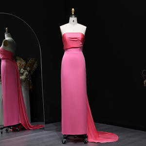 Элегантное розовое вечернее платье без бретелек Sharon Said SF123 с перчатками для свадьбы, торжественных мероприятий, выпускного вечера, для гостей (нет в наличии) - Product Image 3