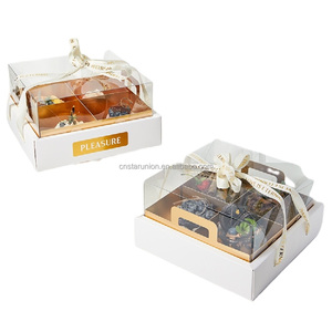 Boîte d'emballage pour gâteaux à quatre palais et à <span class=keywords><strong>neuf</strong></span> palais, boîte à dessert, boîte à fruits pour pique-nique, plateau à découper, boîte en papier avec couvercle en plastique transparent - Product Image 5