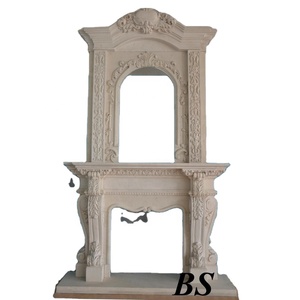 Luxury <strong>Large</strong> Customized White Double Marble <strong>Mantel</strong> <strong>Fireplace</strong> with Nude Lady Freestanding Modern Villa Indoor - Product Image 3
