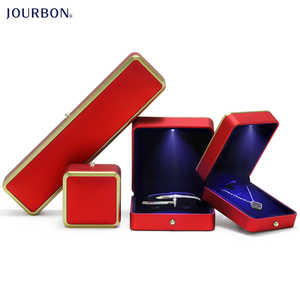 Jourbon Wholesale jewellery gift box display jewelry box pu leather plastic beautiful OEM customized logo item package color