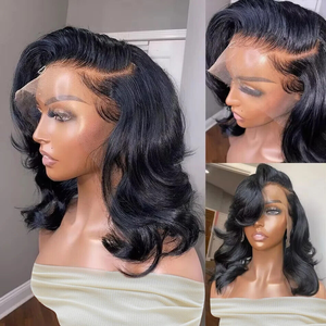 Offres du Black Friday : Perruques Lace Front Courtes Bob sans Colle, Cheveux Indiens Bruts Pré-Pluckés, Ondulés, Cheveux Humains Brésiliens pour Femmes - Product Image 4