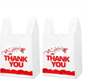 Bolsas de compras al por menor con asa Gracias Camiseta Bolsas de plástico para uso en supermercados - Product Image 3
