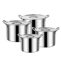 Ensemble de casseroles en acier inoxydable 410 avec marmite à double couche, plateau vapeur, seau à soupe - Équipement de cuisine au design moderne