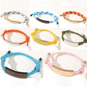 Cross-Border Spot Wholesale ID Double Drawstring <strong>Bracelet</strong> Multi-Color Electroplated Stainless Steel Color Printing Engraving - Product Image 3