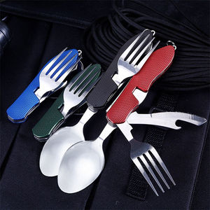 Vaisselle de camping en plein air, multifonctionnelle, pliable, détachable, combinaison de vaisselle de petite taille, cadeau, couteau à fruits, fourchette et cuillère - Product Image 2