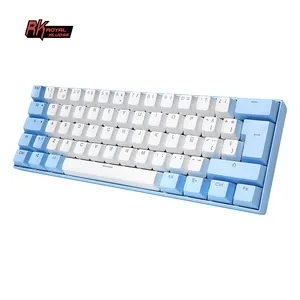 ピンク/ブルーのキーボードカバー付きカスタム60% メカニカルゲーミングキーボードTecladoParaPcスペイン語ラップトップRGBメカニカルキーボード