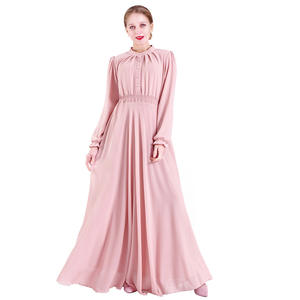 Abaya — Robe musulmane en <span class=keywords><strong>mousseline</strong></span> de soie à deux couches, taille élastique, pour femmes, Caftan, vêtements islamiques, Jilbab <span class=keywords><strong>Djellaba</strong></span>, dubaï, Abaya - Product Image 4