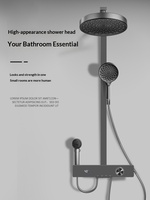 Ensemble de douche mural carré de luxe Dantai, gris anthracite, avec affichage LED intelligent et pressurisation constante pour une expérience de bain optimale