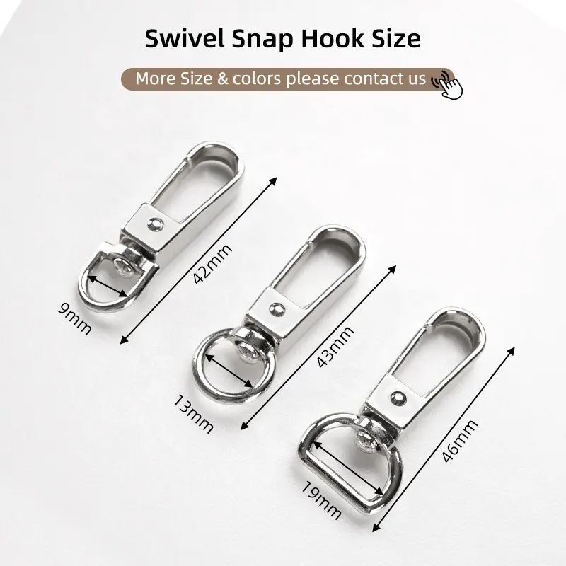 Silver White spin clasp hook backpack strap 19mm d ring bag making accessories high quality nickle snap hook